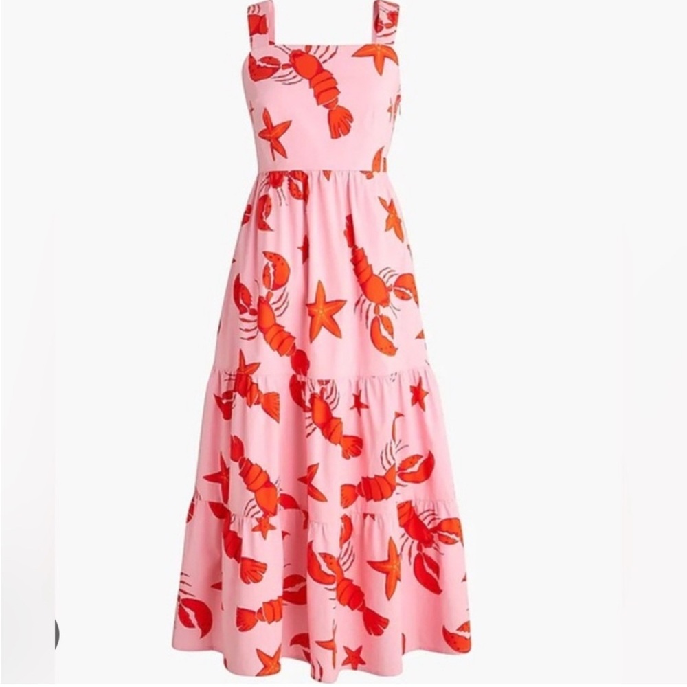 J. Crew Factory Pink Lobster and Starfish Maxi Dress